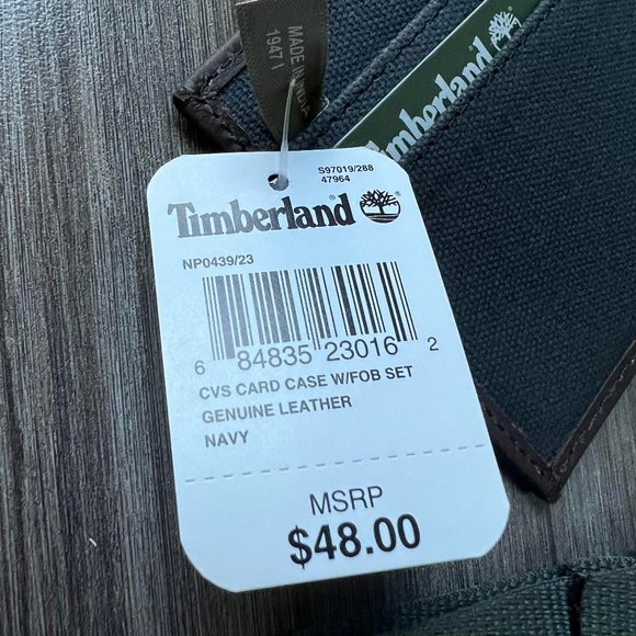 Timberland Navy Canvas Card Case With Key Fob Ring Wallet NP0439/23 Gift Set - Picture 5 of 9